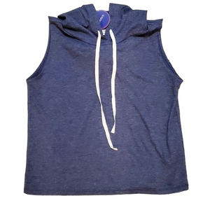 SweatyRocks Women's Blue Summer Sleeveless‎ Hooded Tank Top T-Shirt Small